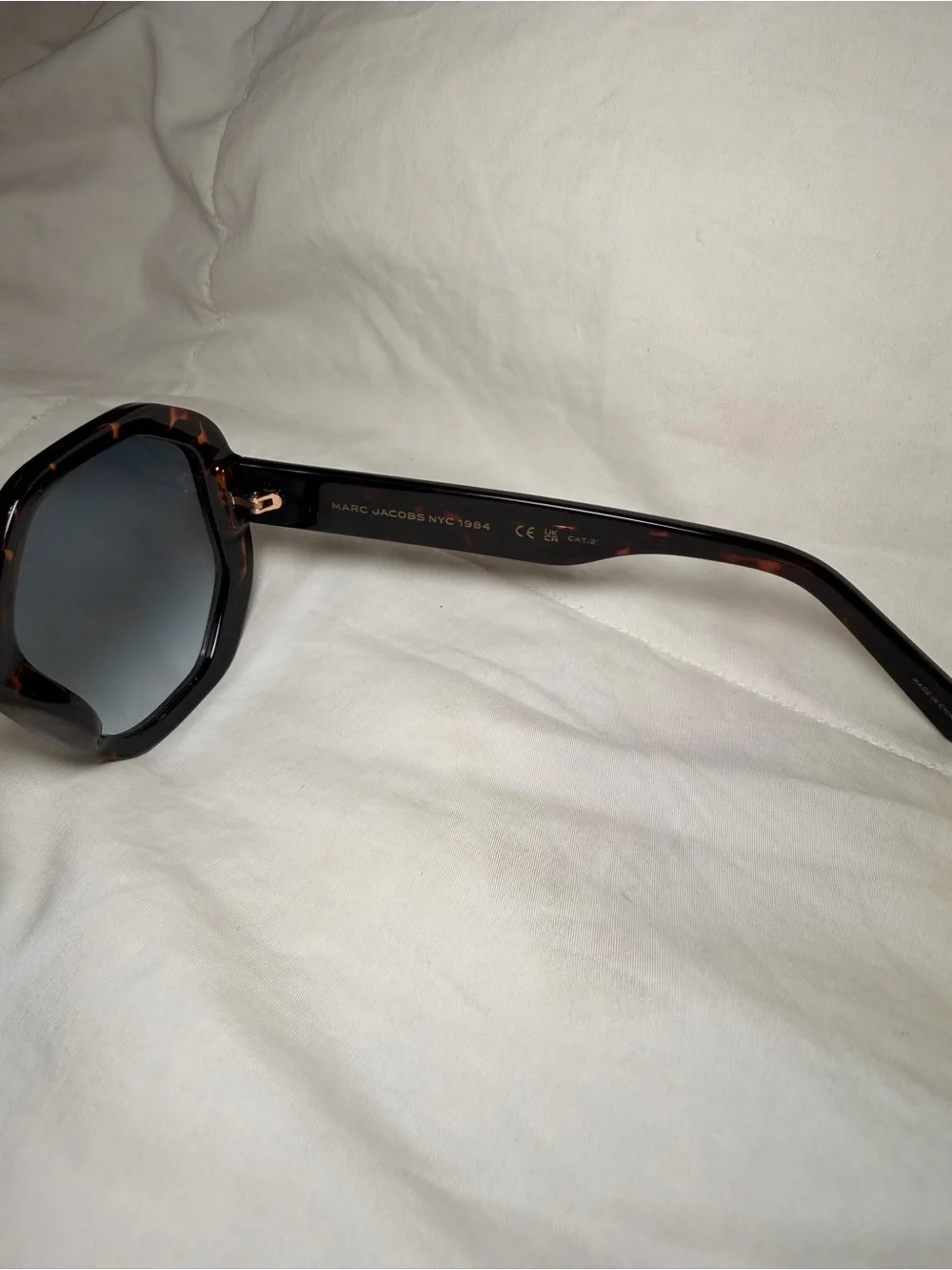 Marc Jacobs Tortoiseshell Octagon Sunglasses with Blue Gradient Lenses
